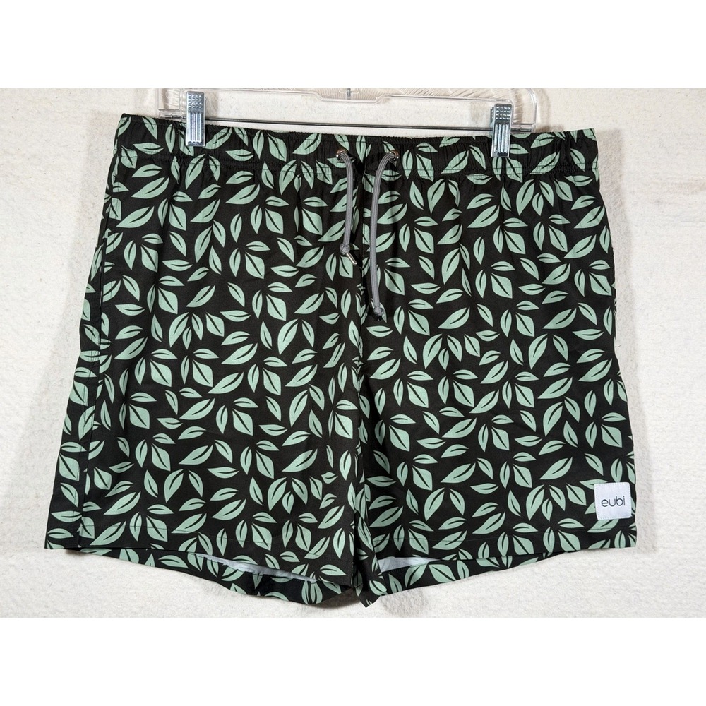 Eubi Swim Trunks Mens XXL Green Leaf Print Board Shorts Beach Tropical Casual